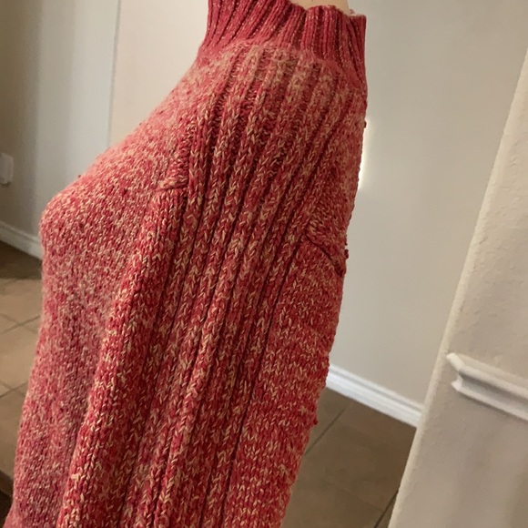 Aigle rare red & tan marled thick knit mock neckline sweater Size L - Picture 7 of 17